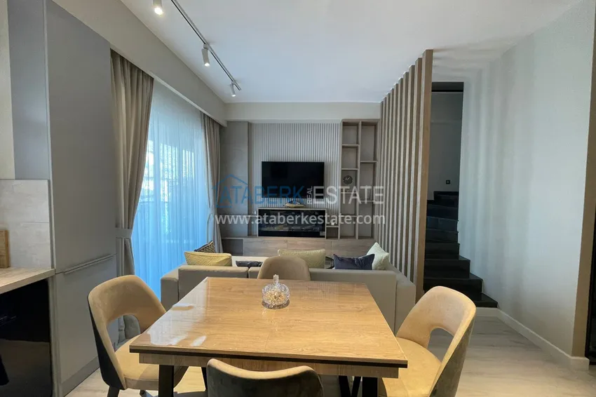 Purchase 2+1 duplex with furniture and mountain views in a young modern complex, Oba district — Alanya 2