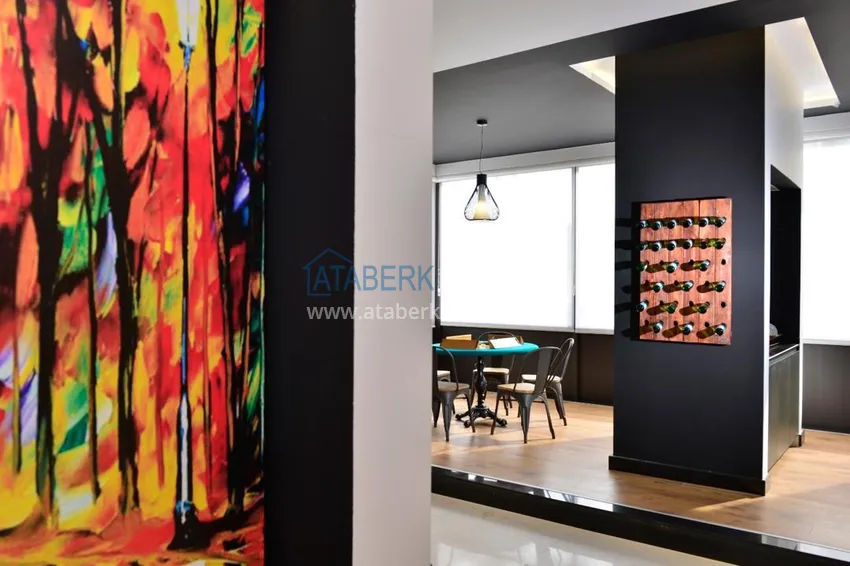 1+1 furnished apartment in a complex on the first coastline, Oba-Alanya area. Real estate for residence permit 6 