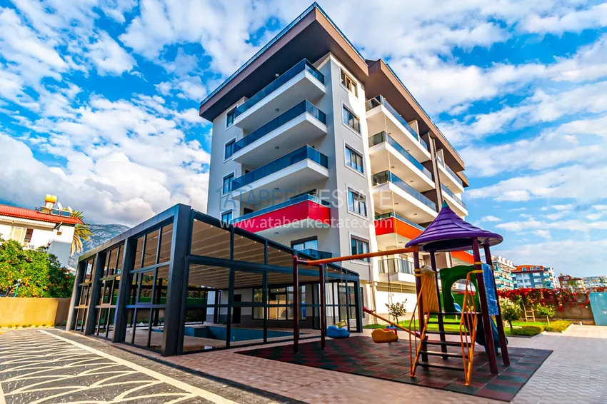 Apartment 3+1 with furniture, glazed balcony and mountain views, Kestel district — Alanya 6 