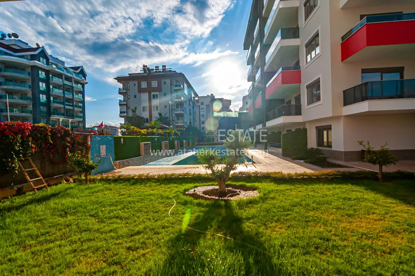 Apartment 3+1 with furniture, glazed balcony and mountain views, Kestel district — Alanya 8 