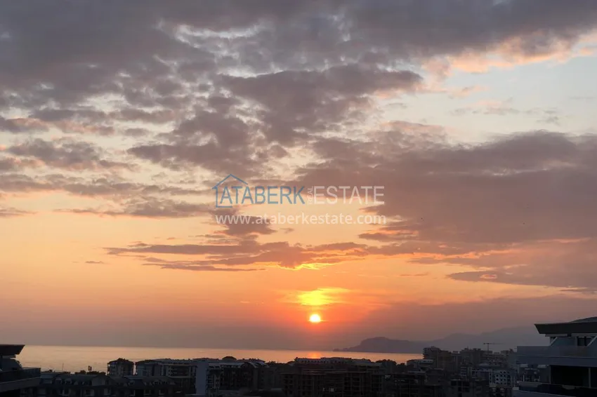Compact 1+1 penthouse for rent in Kargicak with direct sea and mountain views C12 26 
