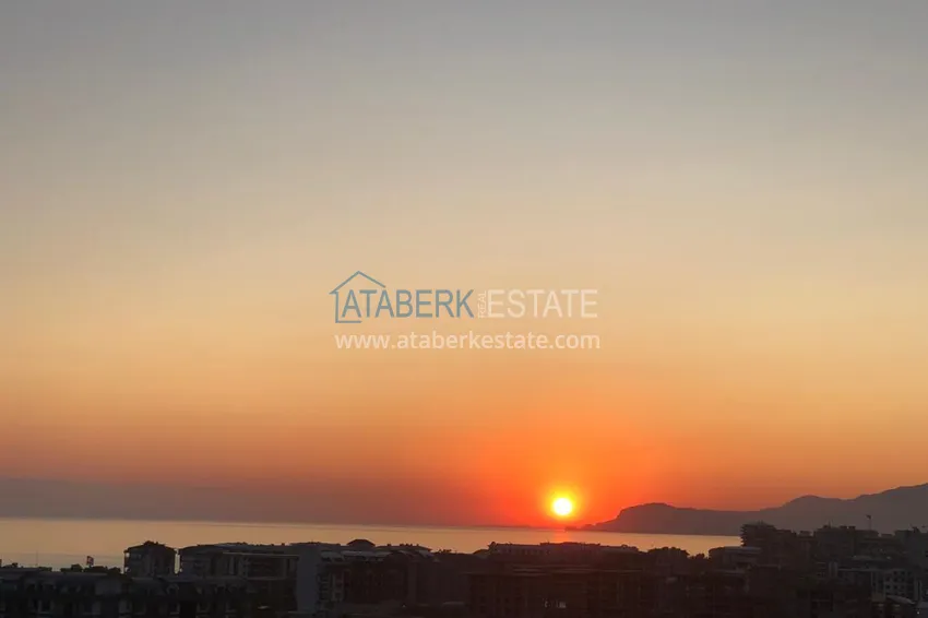 Compact 1+1 penthouse for rent in Kargicak with direct sea and mountain views C12 27 