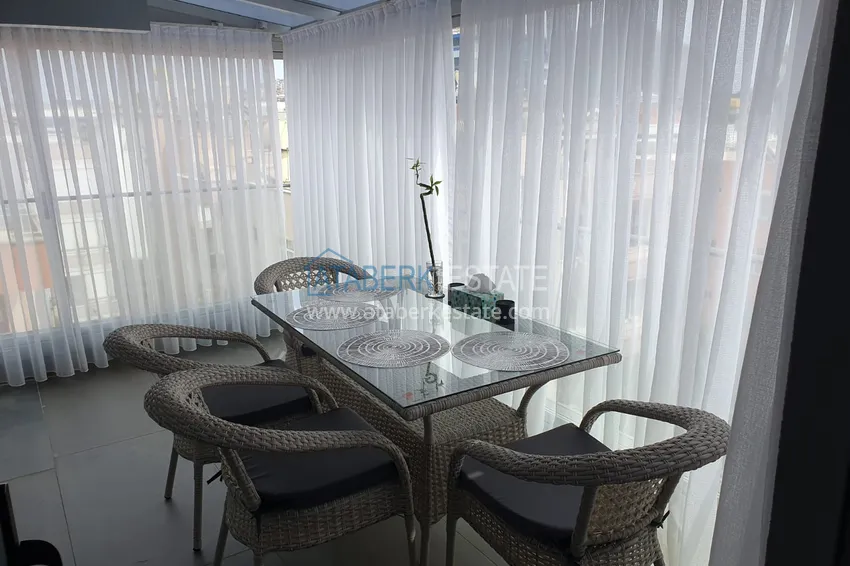 Purchase Linear four-room penthouse with furniture in the center of Alanya in a comfortable complex 10 