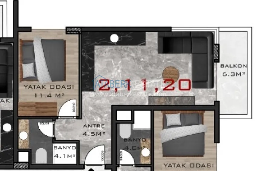 Buy cheap One bedroom apartment in Oba district — Alanya, finely finished in a new residential complex 1 