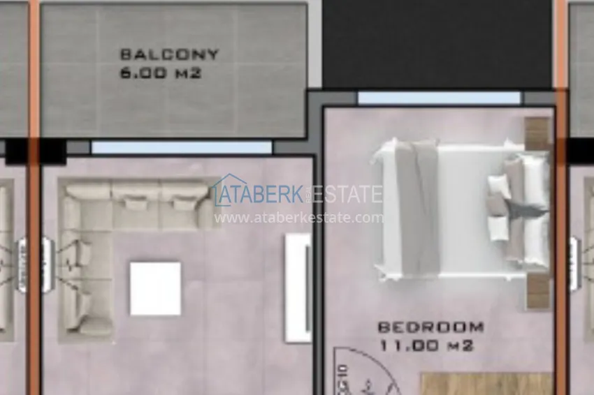 Buy cheap Primary real estate! Apartment 1+1 from the owner in a new building, in the center of Alanya 1