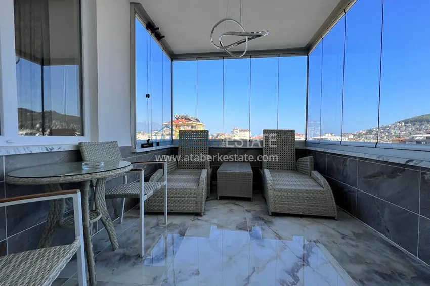 Purchase  Apartment 2+1 with furniture and glazed balcony in the center of Alanya - Cleopatra Beach area. Real estate for residence permit 14 