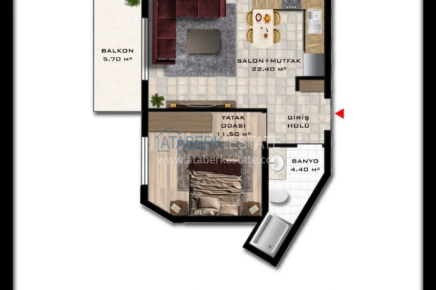 Buy cheap 1+1 apartment with furniture and sea view in a new complex - Mahmutlar district, Alanya 1