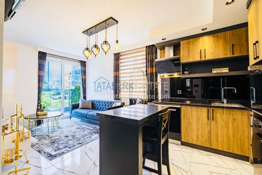 Purchase Newly furnished apartment with a glazed balcony in a modern complex - Oba district, Alanya 1 