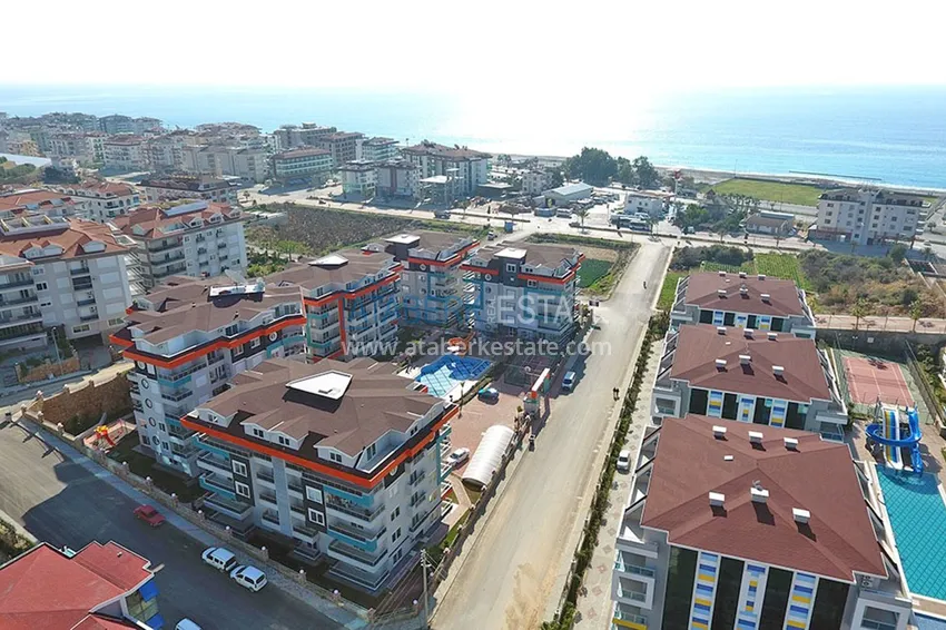 Furnished 1+1 apartment with side sea view, Kestel district — Alanya 2 