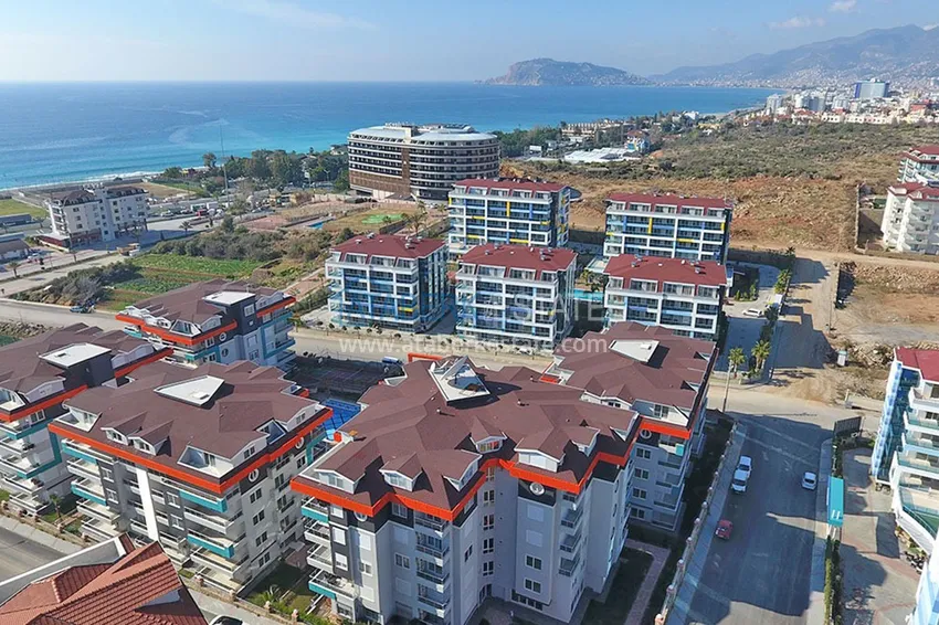 Furnished 1+1 apartment with side sea view, Kestel district — Alanya 3 