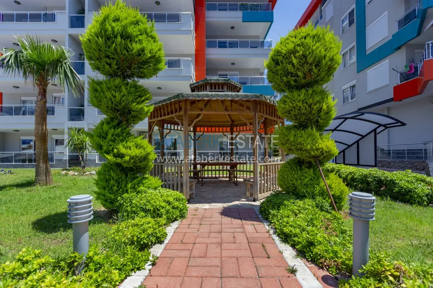 Furnished 1+1 apartment with side sea view, Kestel district — Alanya 12 