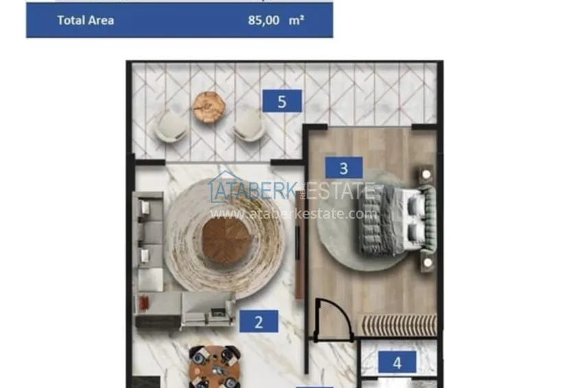 Buy cheap 85 m2 two-room apartment with installments directly from the owner in Turkler district, Alanya 1 