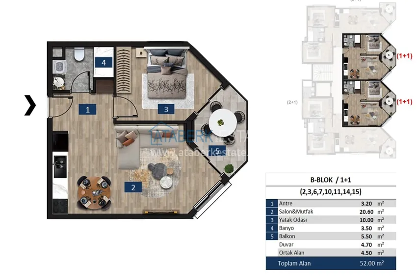 Buy cheap Compact one-bedroom apartment on the beachfront in the center of Alanya — Keykubat beach 1 