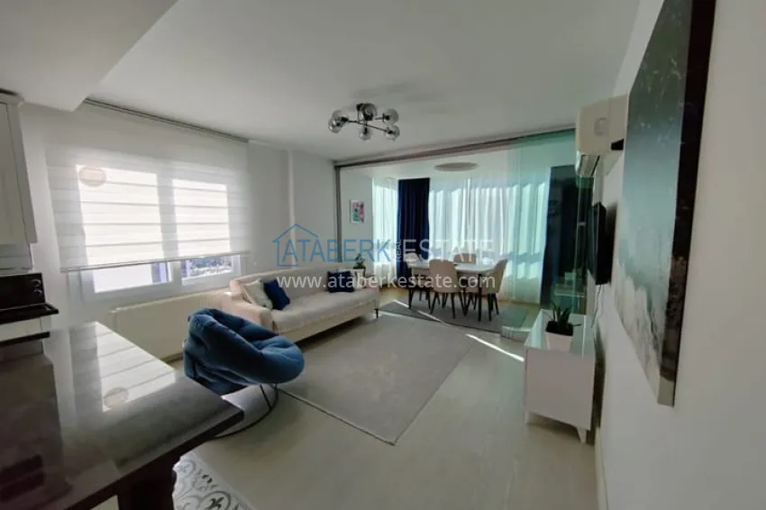 Furnished 2+1 apartment with sea view in Teje Mersin 1 