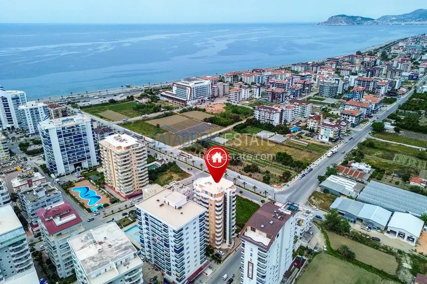 Two-bedroom apartment with furniture and sea view — Alanya, Mahmutlar 3 