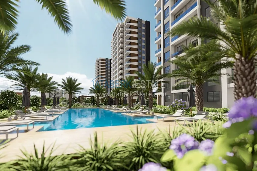 1+1 apartments in a new residential complex under construction Soli - Mersin area 1 