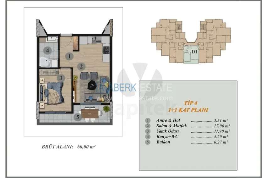 Buy cheap 1+1 apartments in a new residential complex under construction Soli - Mersin area 6 
