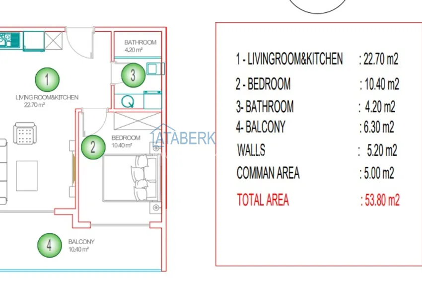 Buy cheap Finely finished one-bedroom apartment in Mahmutlar, Alanya 1 