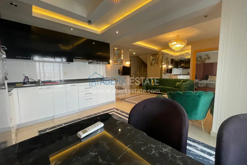 Purchase Excellent duplex penthouse with sea view in a luxury complex — Cikcilli district, Alanya 10 