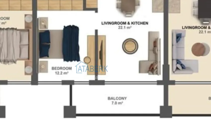 Buy cheap 1+1 apartment with sea view in the center of Alanya — Cleopatra beach area 1 