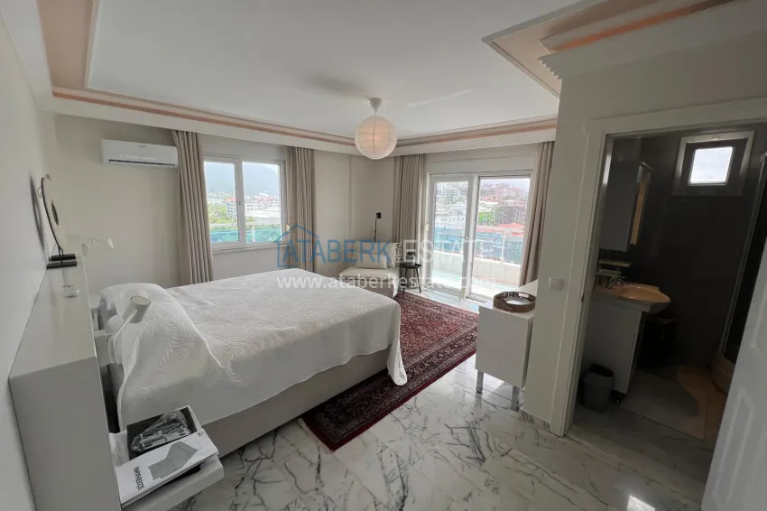 Purchase 3+1 linear apartment with furniture, sea and mountain views on the beachfront - Tosmur, Alanya 11