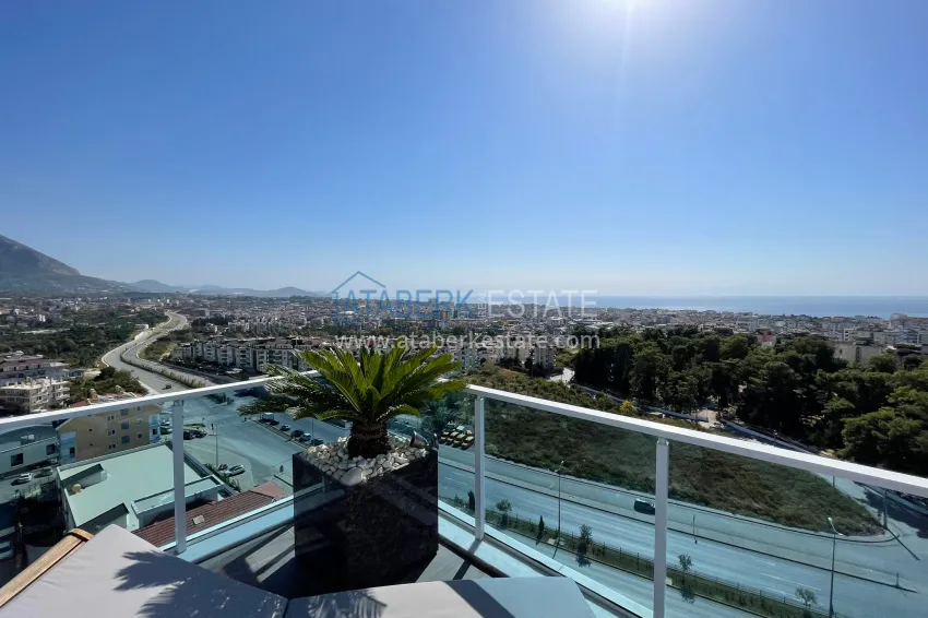 Purchase Luxury duplex with furniture, swimming pool and panoramic views in Cikcilli, Alanya 14