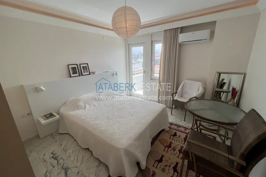 Purchase 3+1 linear apartment with furniture, sea and mountain views on the beachfront - Tosmur, Alanya 13