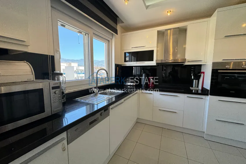 Purchase 4+1 penthouse duplex with furniture and a glazed balcony, Oba district — Alanya 14 
