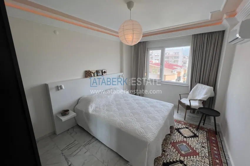 Purchase 3+1 linear apartment with furniture, sea and mountain views on the beachfront - Tosmur, Alanya 14