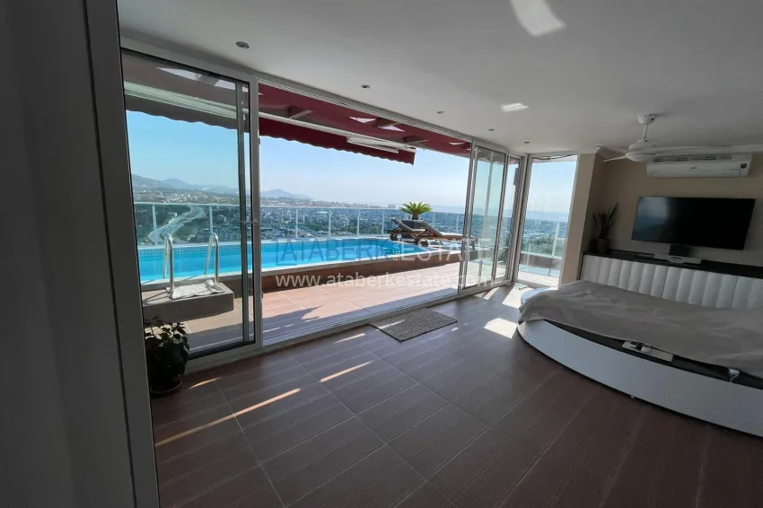 Purchase Luxury duplex with furniture, swimming pool and panoramic views in Cikcilli, Alanya 22
