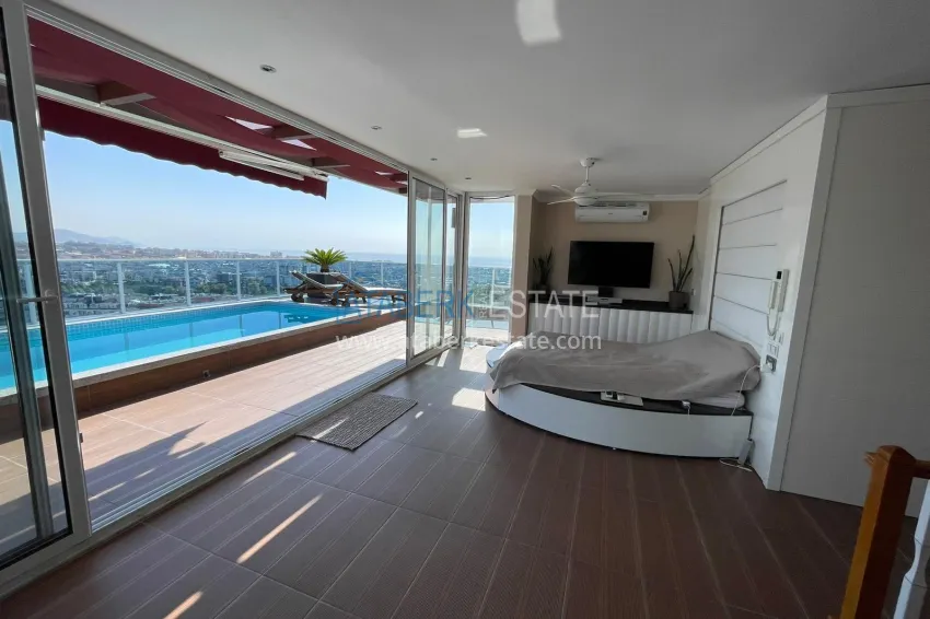 Purchase Luxury duplex with furniture, swimming pool and panoramic views in Cikcilli, Alanya 25