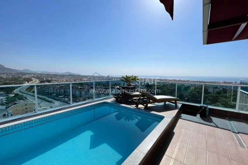 Purchase Luxury duplex with furniture, swimming pool and panoramic views in Cikcilli, Alanya 27