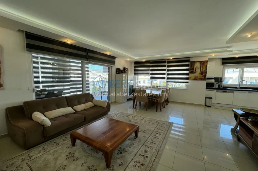 Purchase 4+1 penthouse duplex with furniture and a glazed balcony, Oba district — Alanya 7 