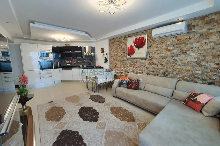 Purchase  One bedroom apartment with a glazed balcony and sea view, first coastline - Kestel district, Alanya 3 