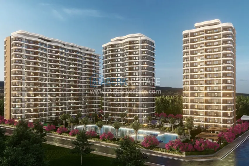 1+1 apartment with sea view in Mersin — Arpachbakhshish, in a complex under completion 3 