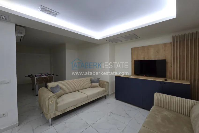 1+1 apartment with a glazed balcony and sea view, Kargicak district — Alanya 5 