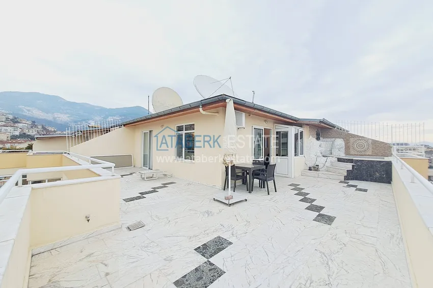 Purchase  Duplex in the center of Alanya - suitable for a residence permit, with furniture and a jacuzzi on the outdoor terrace  30 