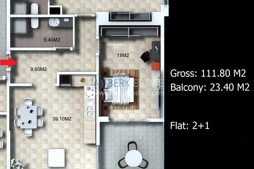 Buy cheap Apartment 2+1 with furniture and sea view — luxury complex in Kargicak 1 