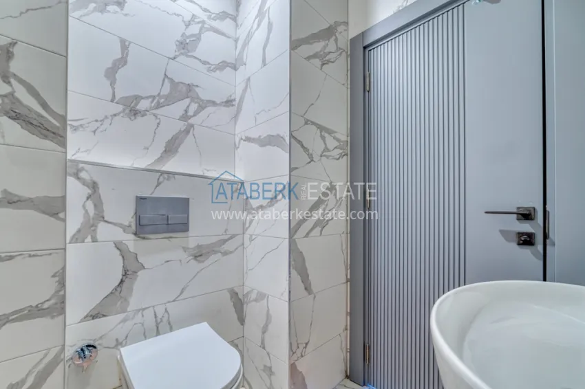 Purchase 2+1 duplex penthouse with new furniture and mountain views in Oba, Alanya 15