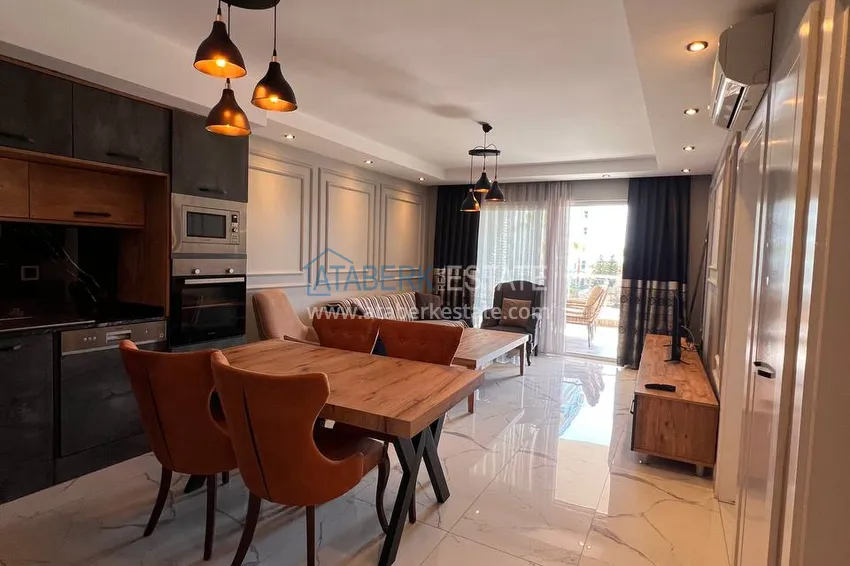 Purchase  1+1 apartment with furniture and sea view in Cikcilli area, Alanya 1 