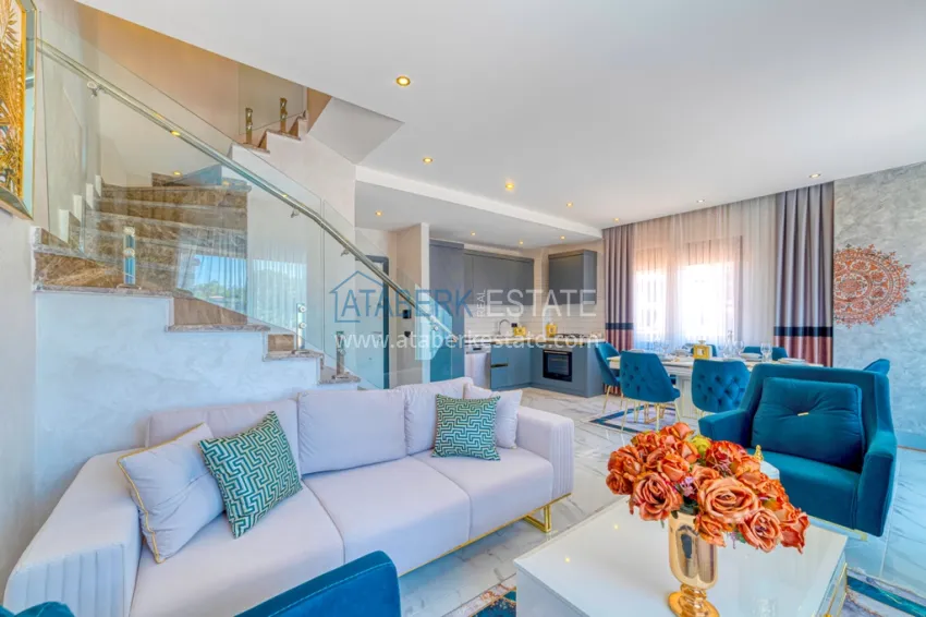 Purchase 2+1 duplex penthouse with new furniture and mountain views in Oba, Alanya 2