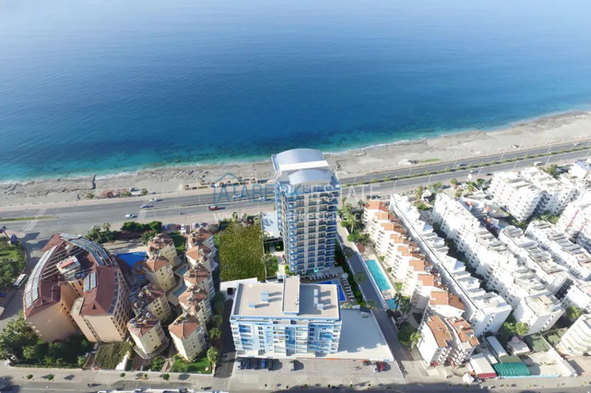 Turnkey 1+1 apartment with sea view in a complex on the beachfront — Mahmutlar, Alanya 1 