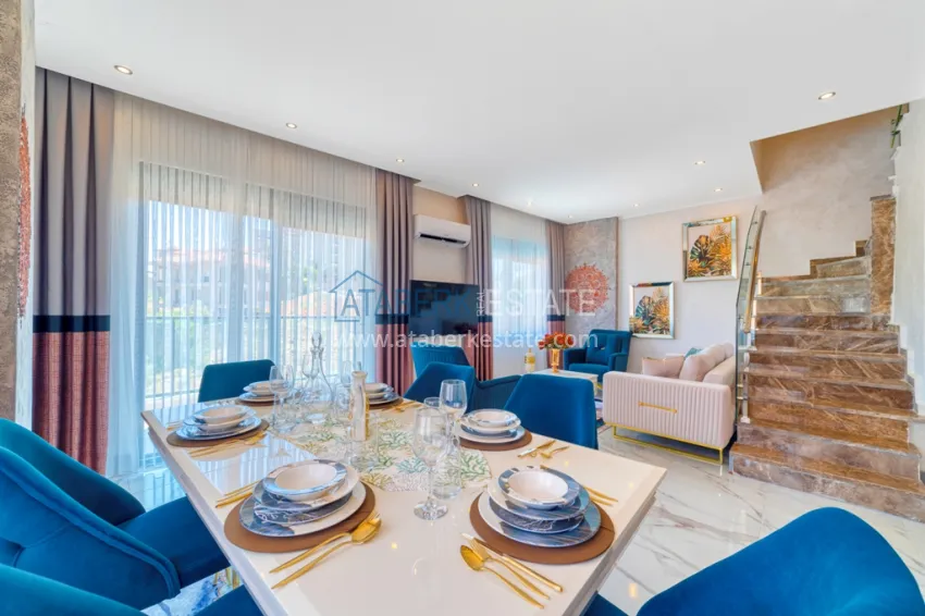 Purchase 2+1 duplex penthouse with new furniture and mountain views in Oba, Alanya 4