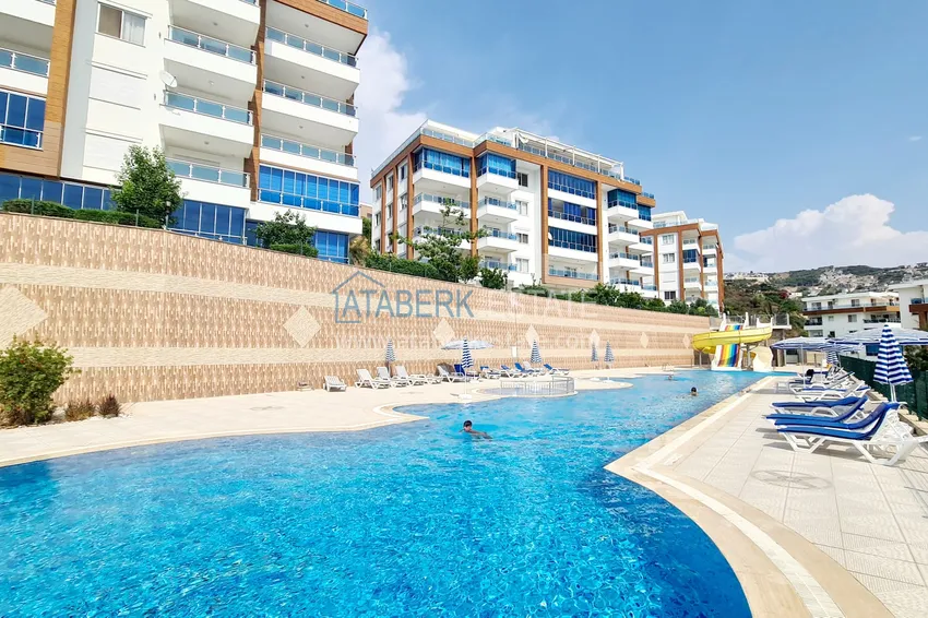 Apartment 2+1 with furniture and sea view — luxury complex in Kargicak 6 