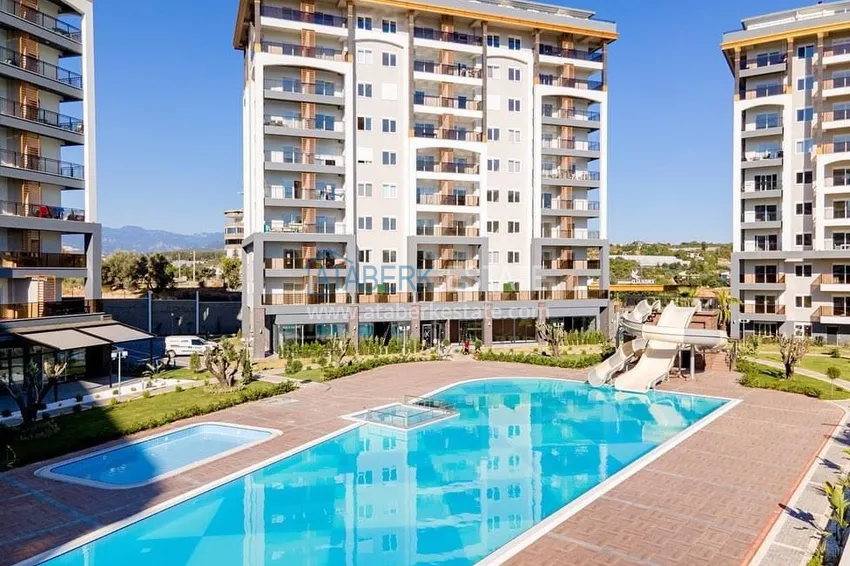 1+1 furnished apartment for rent in a luxury residence near Incekum beach, Avsallar district — Alanya D43 6 