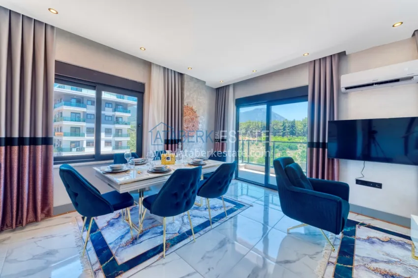 Purchase 2+1 duplex penthouse with new furniture and mountain views in Oba, Alanya 6