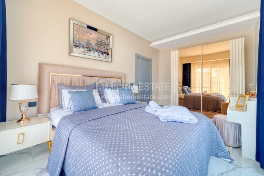 Purchase 2+1 duplex penthouse with new furniture and mountain views in Oba, Alanya 8