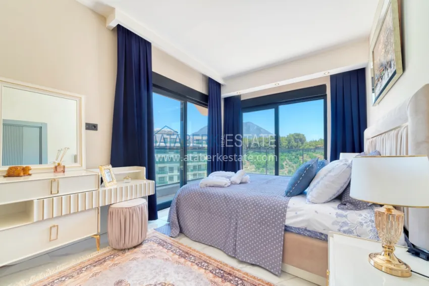 Purchase 2+1 duplex penthouse with new furniture and mountain views in Oba, Alanya 10