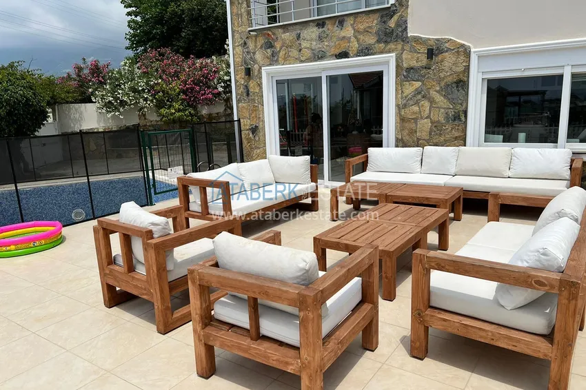 3+1 two-storey private house with pool and fully furnished in Kargicak 16