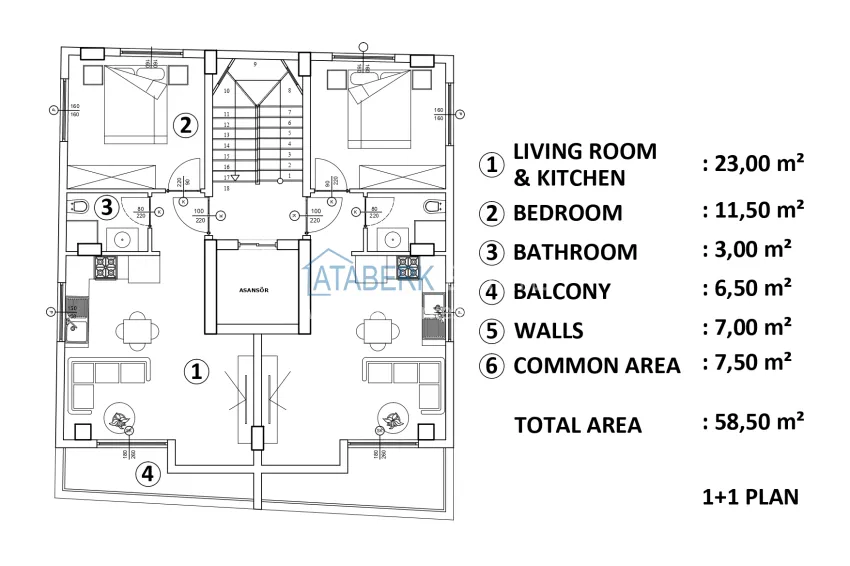 Buy cheap Modern 1+1 apartment in the center of Alanya, Cleopatra beach area 1 